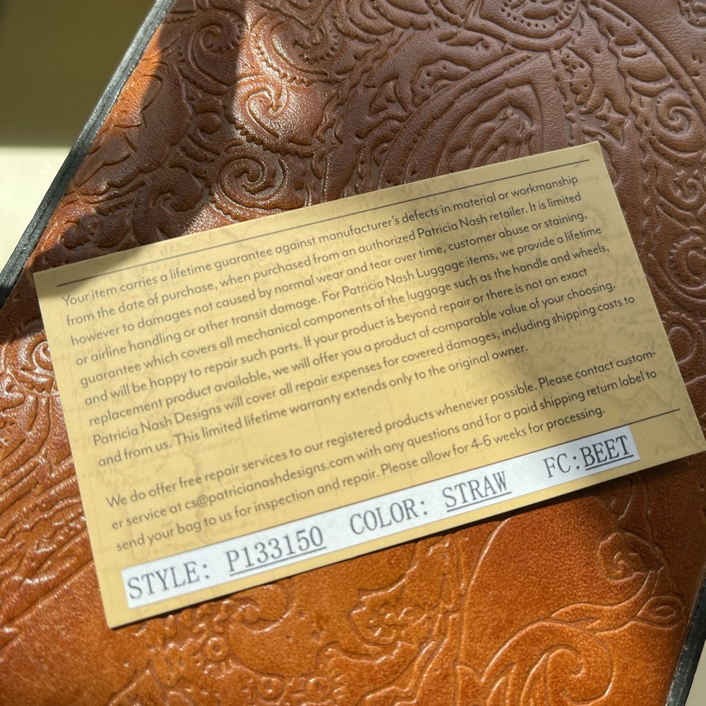 Patricia Nash Straw Tote with Brown Leather Trim and Multicolor Floral Accents - Picture 5 of 8